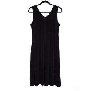 Chico's "Easy Chic" Sleeveless V-Neck Midi Dress in Black